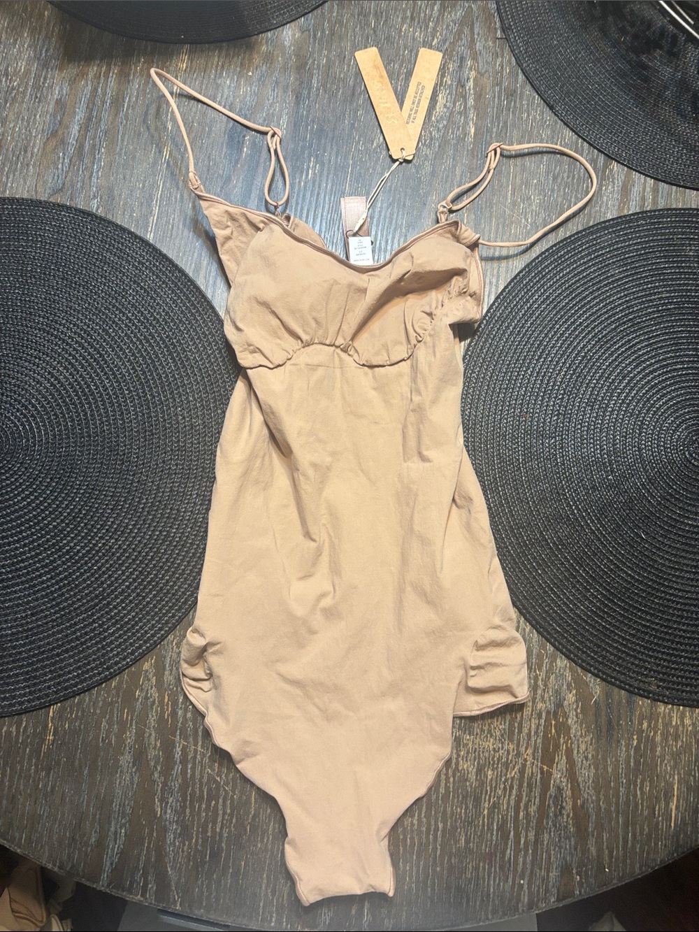 SKIMS sienna sheer seamless thong large Bodysuit ( smokers home)